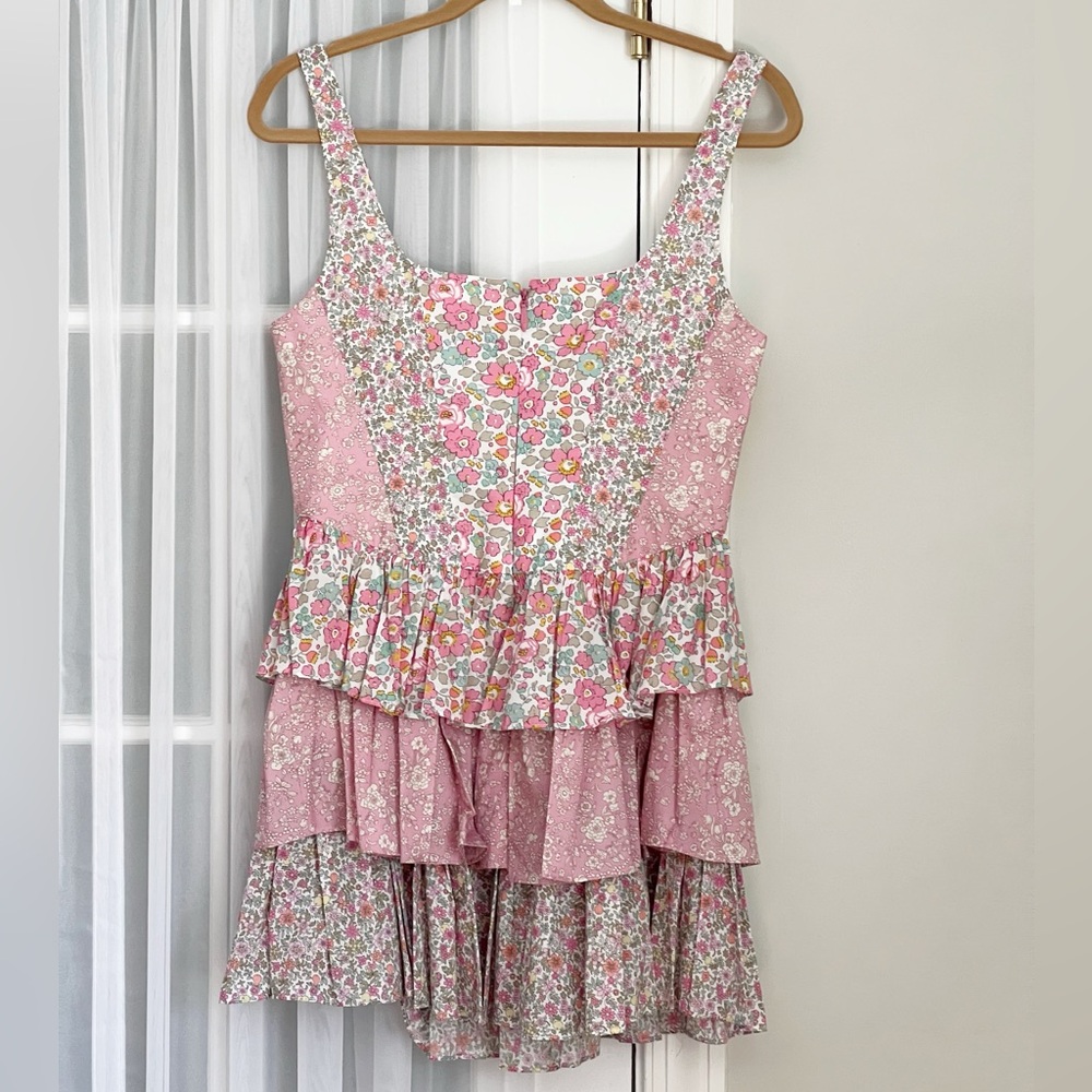 LoveShackFancy Genetta Painted Buds Mini Ruffle Dress Size 8 - Picture 4 of 8